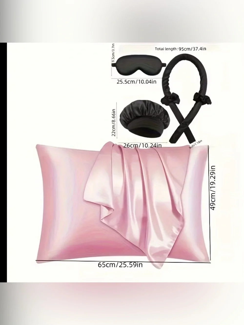Pink Satin Beauty & Sleep Accessory Set 17pcs Sleep Hair Tool Set, & More